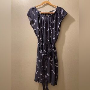 Beautiful blue dress with light blue flowers.